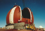 Nearing the end of the building stage from the 1987 project to bulid the largest land telescope in the world. At this point the telescope was nearing completion.
