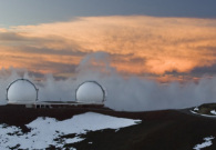 The Keck domes appear dormant just prior to an active evening of observing. - Pablo McLoud