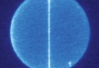 Keck images showing the dark side of the rings of Uranus as they appeared in May 2007. Only light transmitted through the rings is detected in this image. Optically dense regions are not visible, except for the very small amount of light scattered from their lit “face,” or outermost edge. - W. M. Keck Observatory/UC Berkeley